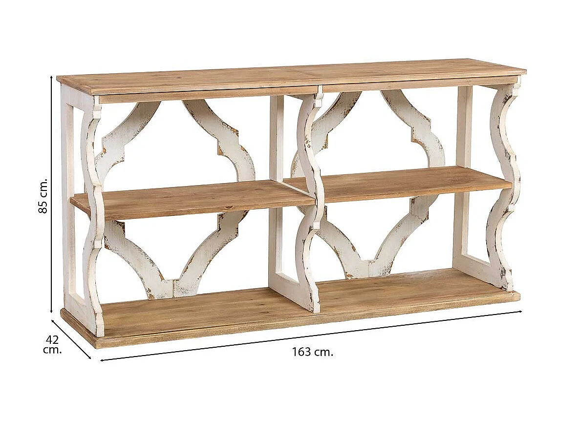 Bibliothèque en bois brun et blanc à 3 étagères 163x42x85 cm (hauteur)