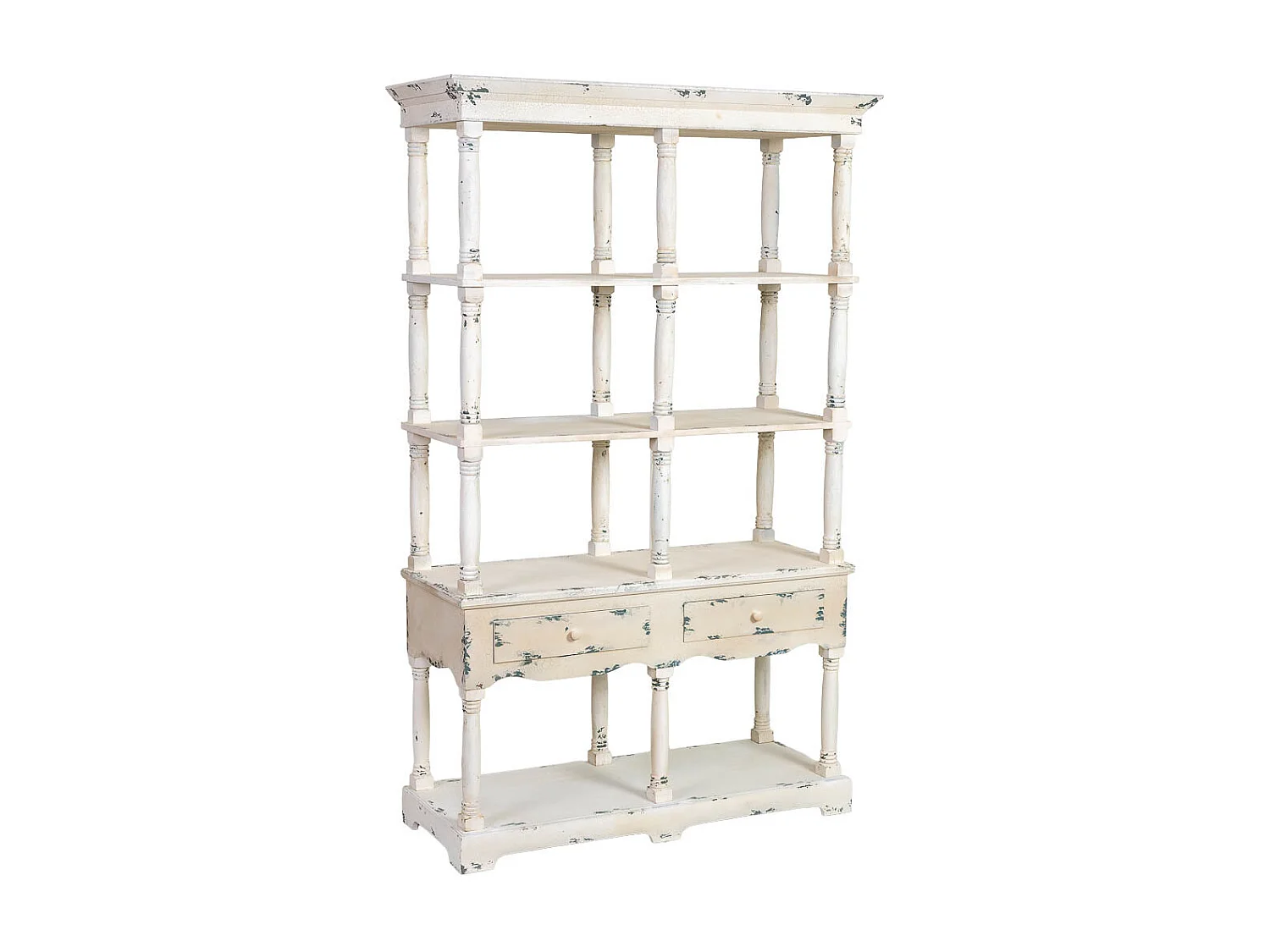 Estantería de madera blanca envejecida 129.5x49.5x207h cm
