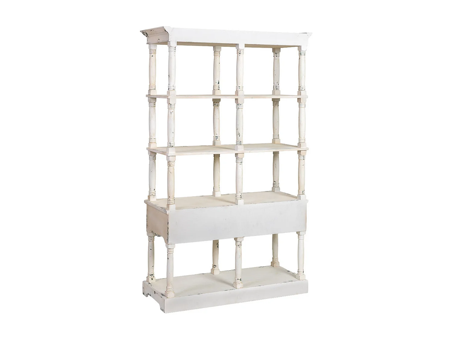 Estantería de madera blanca envejecida 129.5x49.5x207h cm