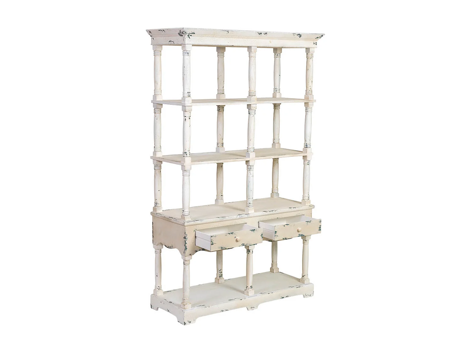 Estantería de madera blanca envejecida 129.5x49.5x207h cm