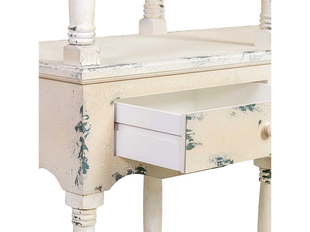 Estantería de madera blanca envejecida 129.5x49.5x207h cm