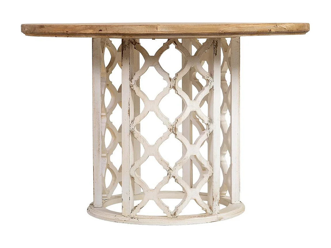 Mesa de comedor de madera marrón y blanca 120x120x79h cm