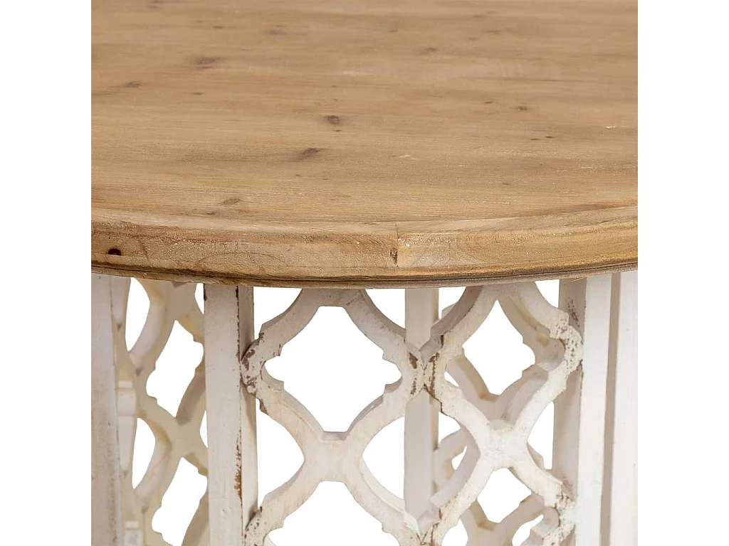 Mesa de comedor de madera marrón y blanca 120x120x79h cm