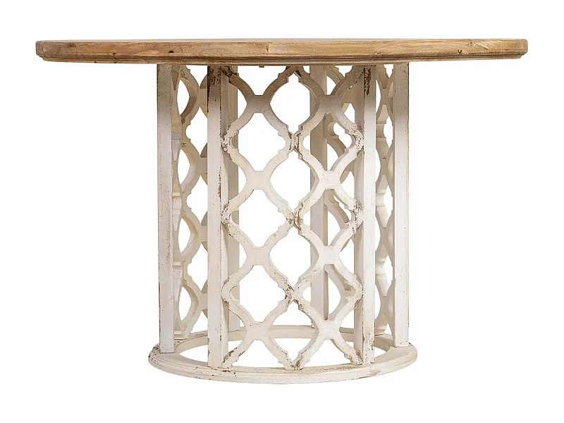 Mesa de comedor de madera marrón y blanca 120x120x79h cm