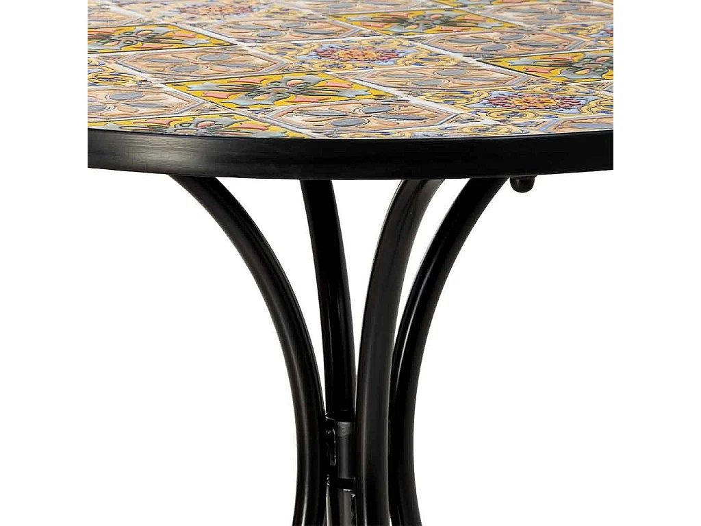 Ensemble table et 2 chaises en métal multicolore, 60 x 60 x 75 cm et 38 x 46 x 90 cm