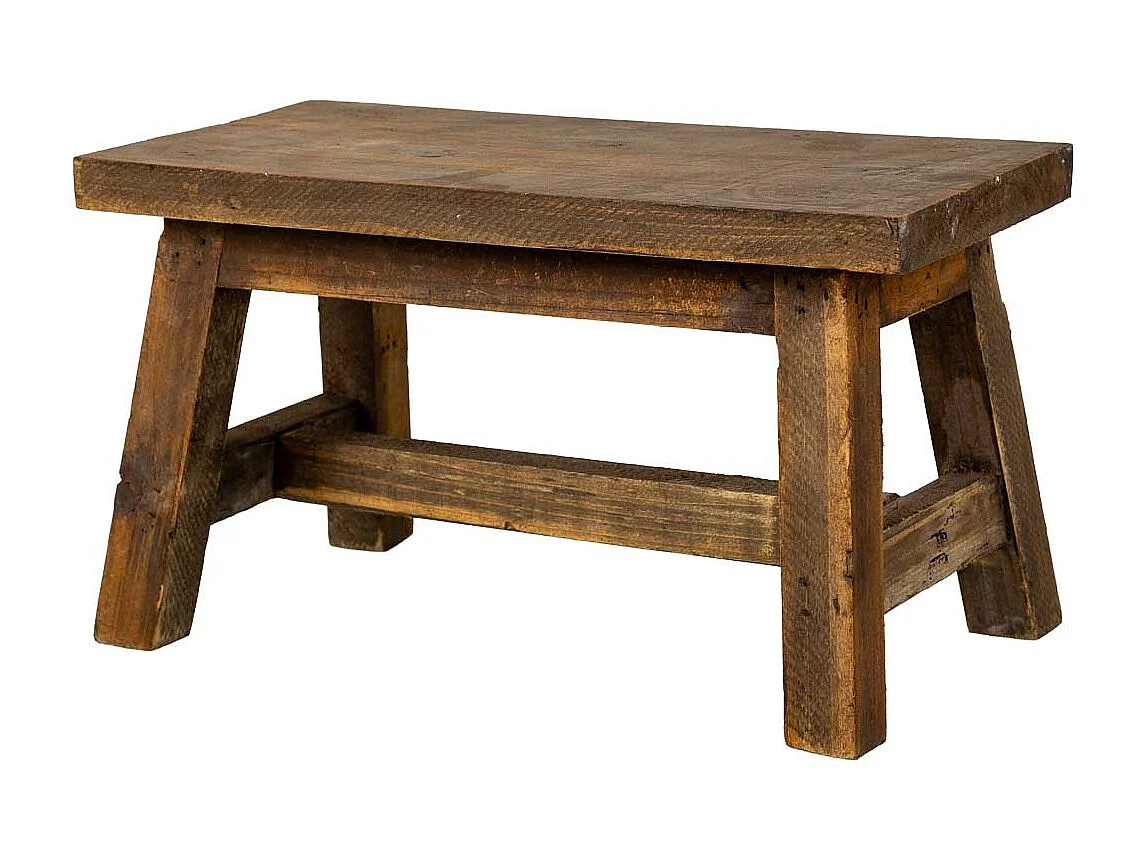 Tabouret en bois marron : 35,5 x 21 x 20 cm (hauteur)