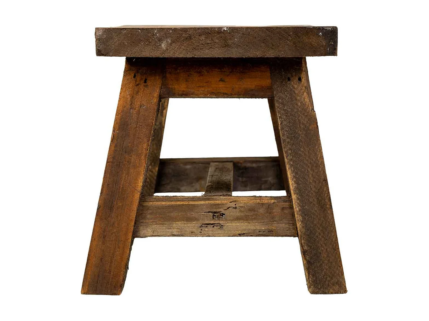 Tabouret en bois marron : 35,5 x 21 x 20 cm (hauteur)