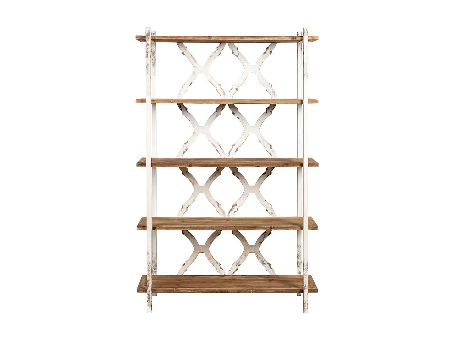 Bibliothèque en bois brun et blanc à 5 étagères 120x42,5x190 cm