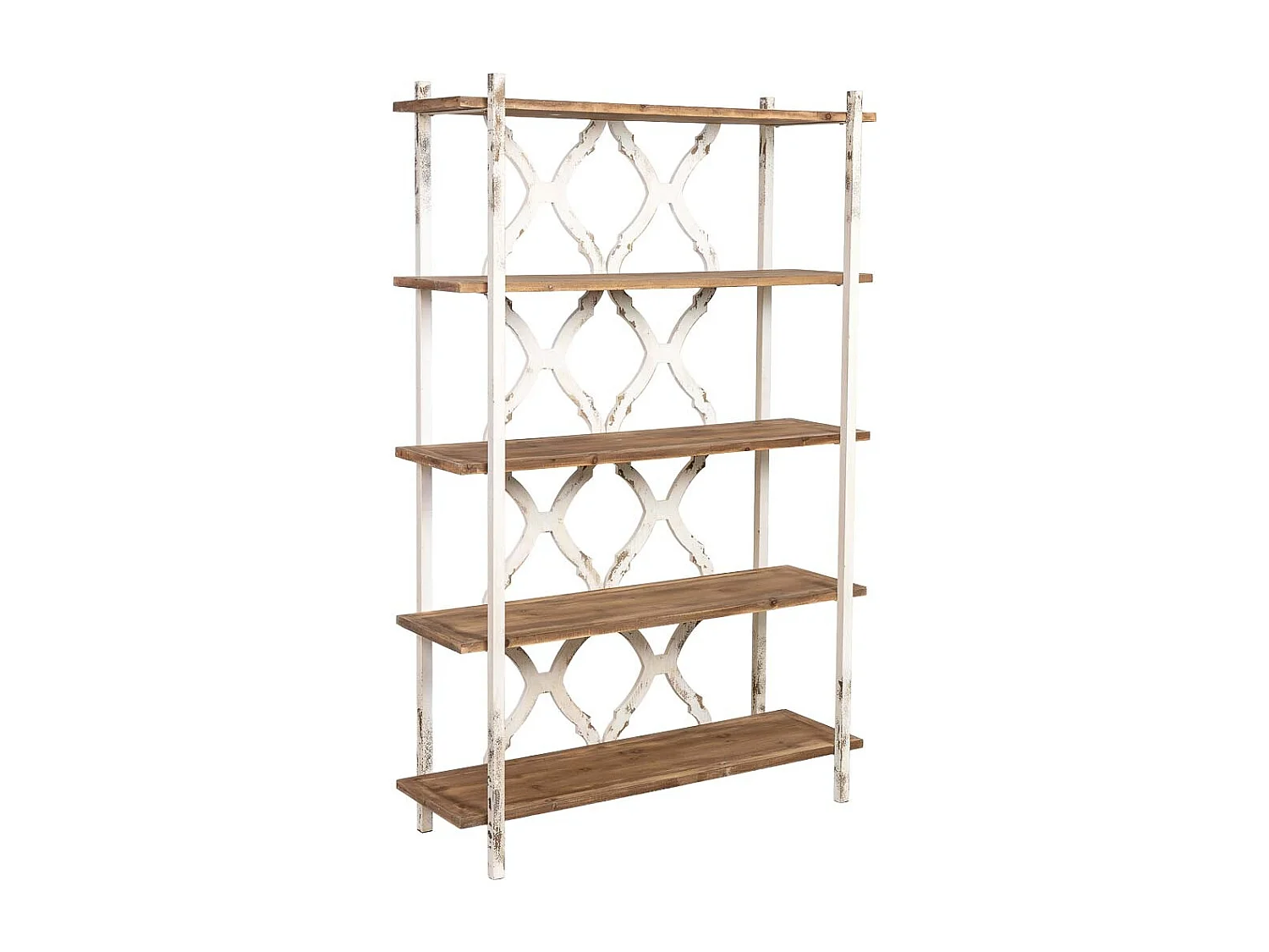 Bibliothèque en bois brun et blanc à 5 étagères 120x42,5x190 cm