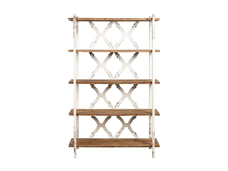 Bibliothèque en bois brun et blanc à 5 étagères 120x42,5x190 cm