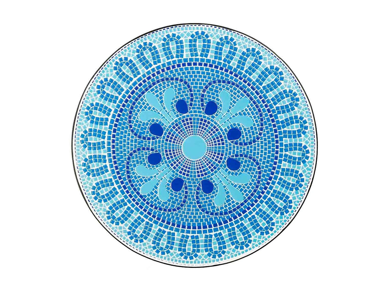 Ensemble table et 2 chaises en métal multicolore, 60 x 60 x 75 cm et 38 x 46 x 90 cm