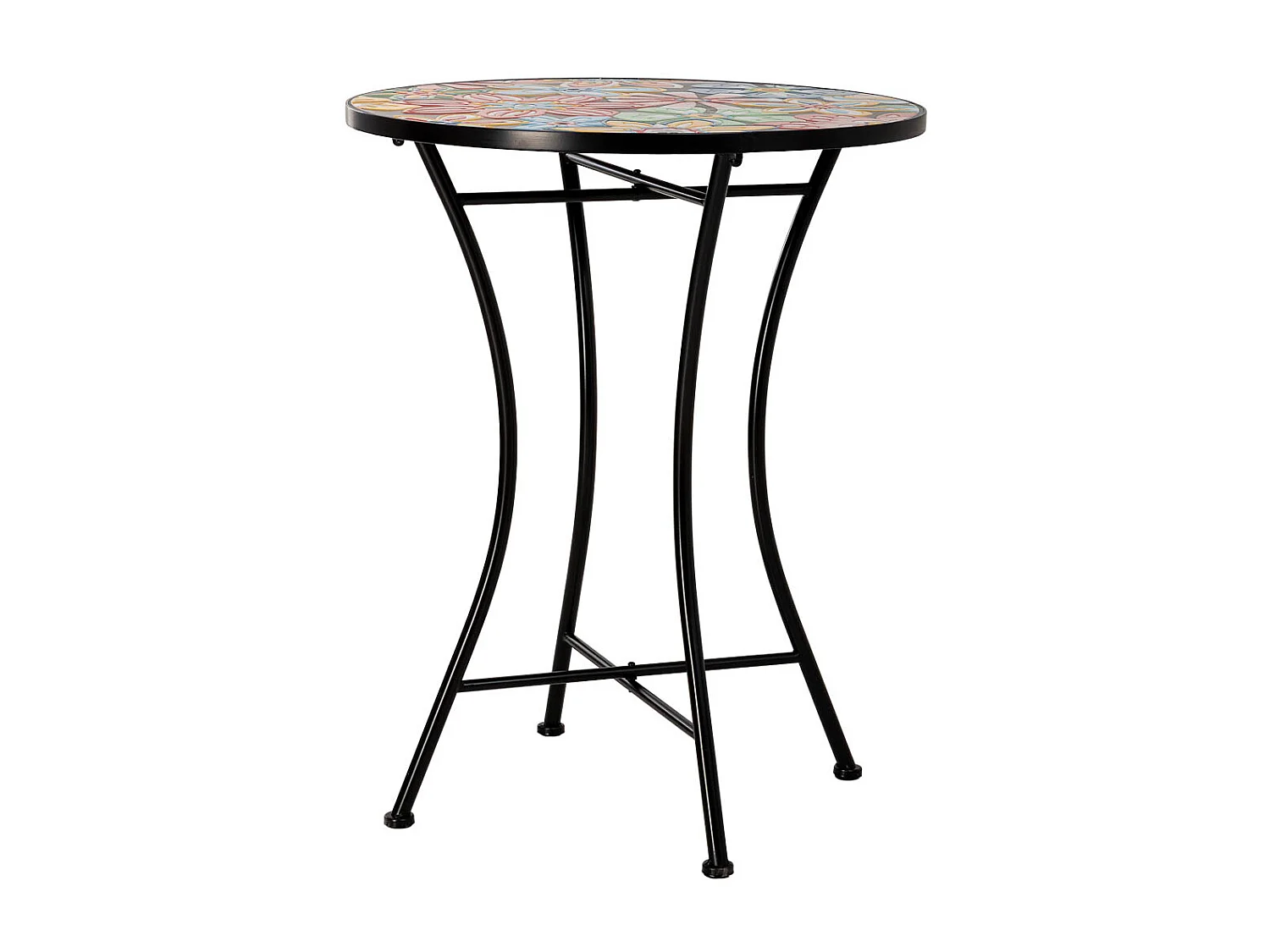 Ensemble table et 2 chaises en métal multicolore, 60 x 60 x 75 cm et 38 x 46 x 90 cm