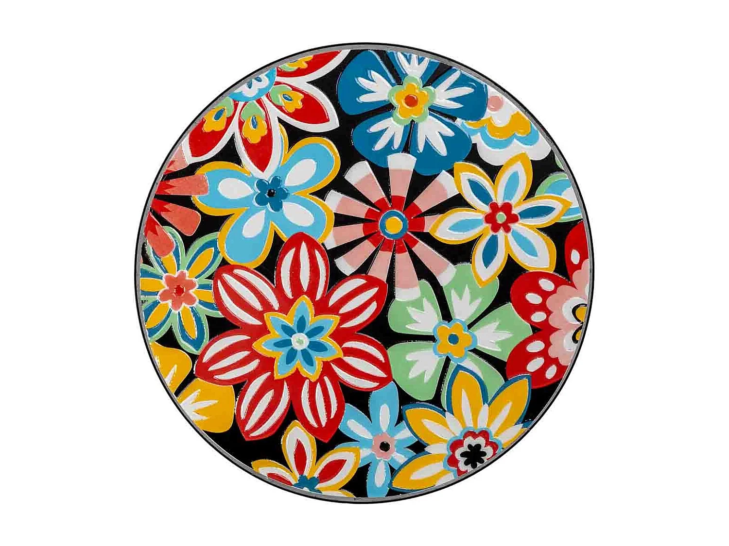 Ensemble table et 2 chaises en métal multicolore, 60 x 60 x 75 cm et 38 x 46 x 90 cm