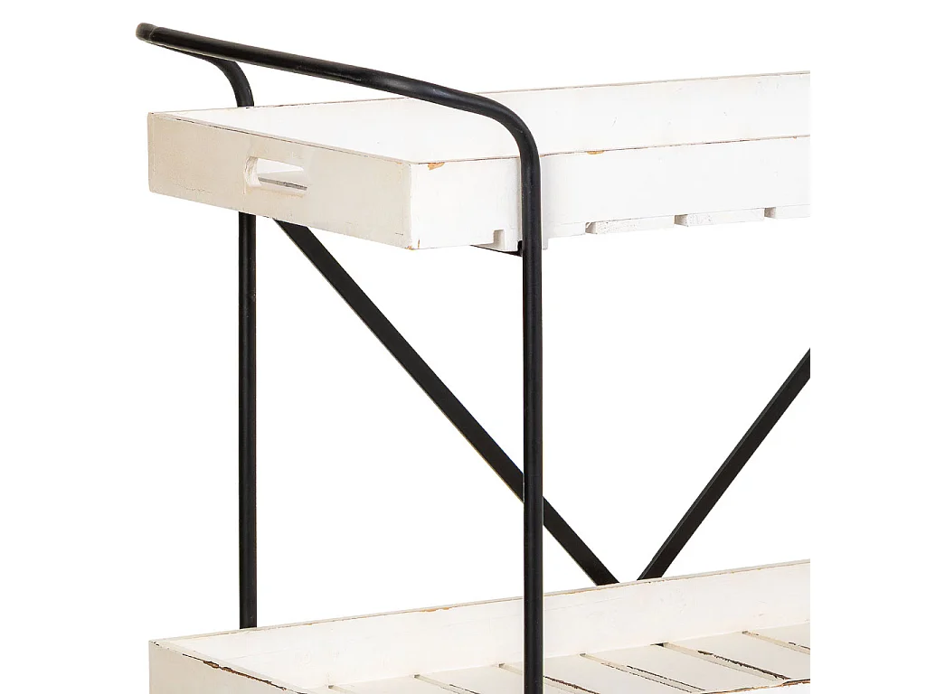 Carro de madera blanca con 3 bandejas 89x38x110h cm