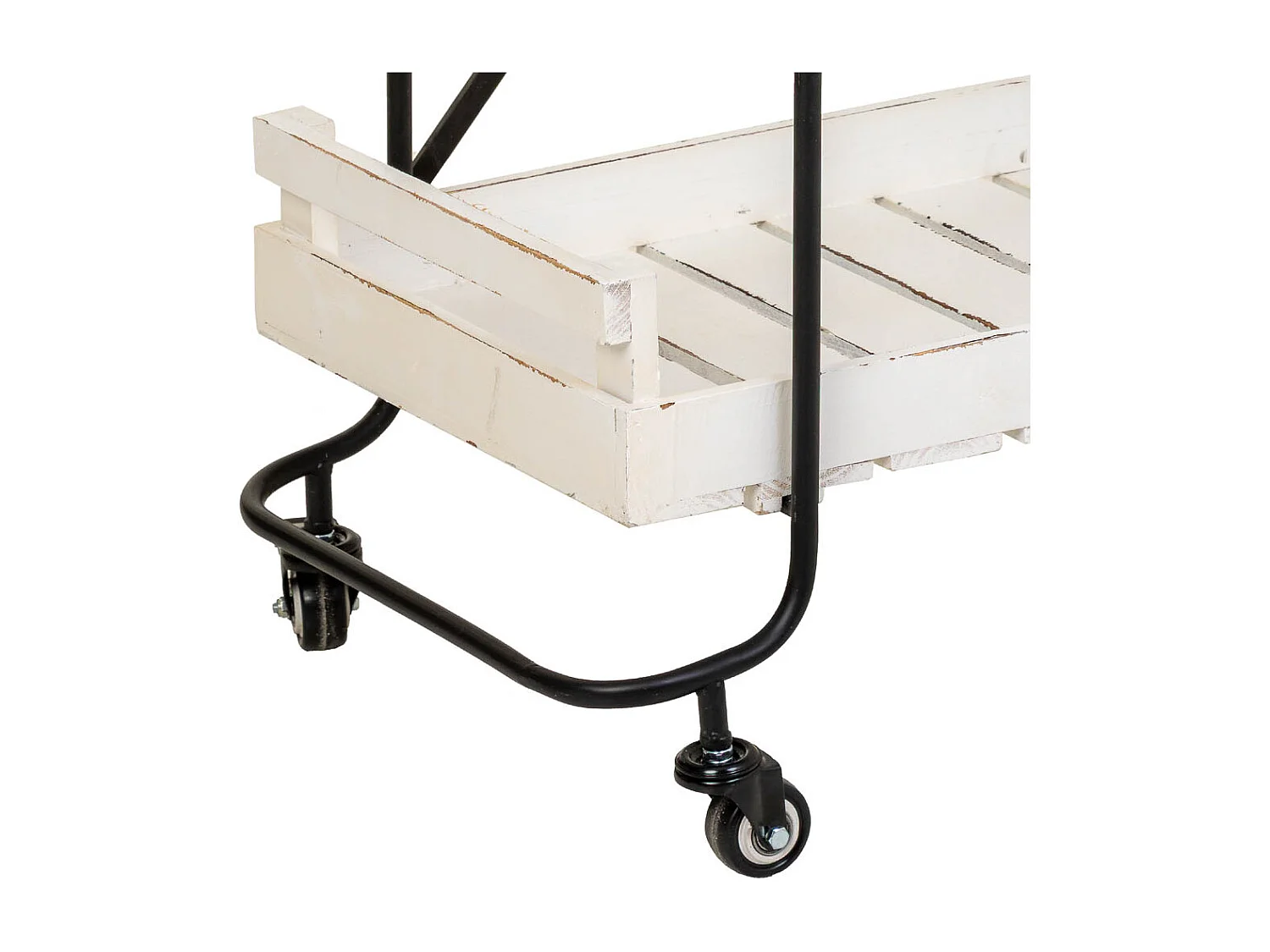 Carro de madera blanca con 3 bandejas 89x38x110h cm