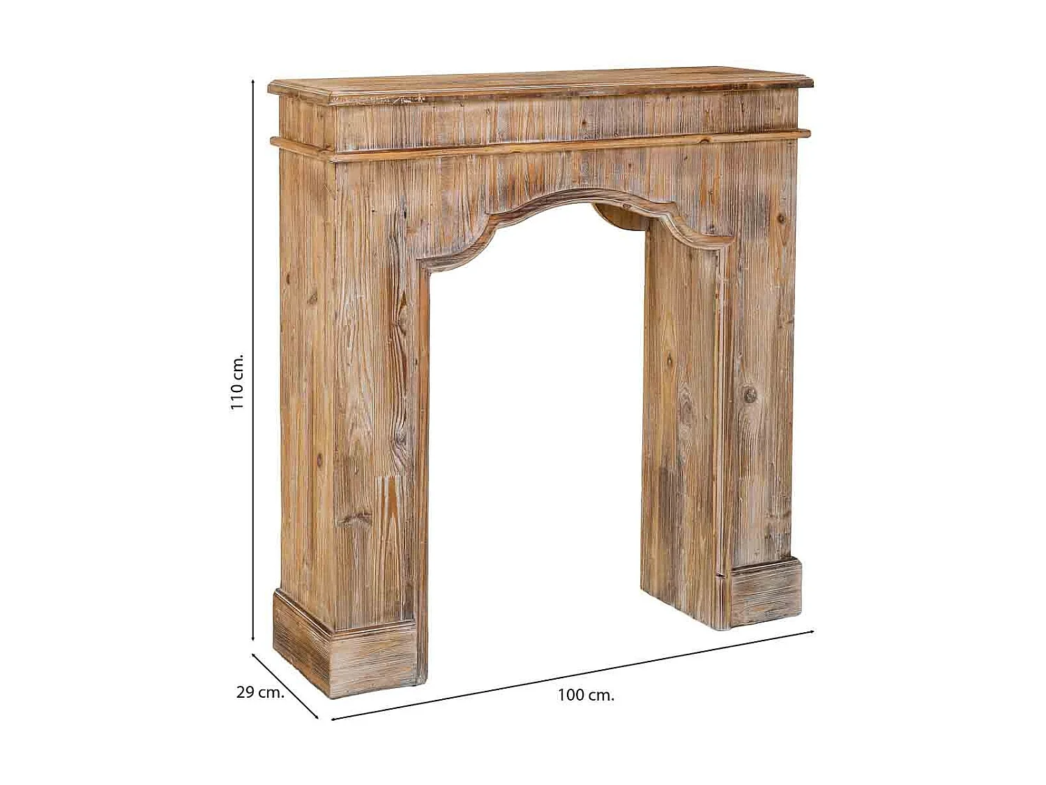 Cornice per camino in legno marrone 100x29x110h cm