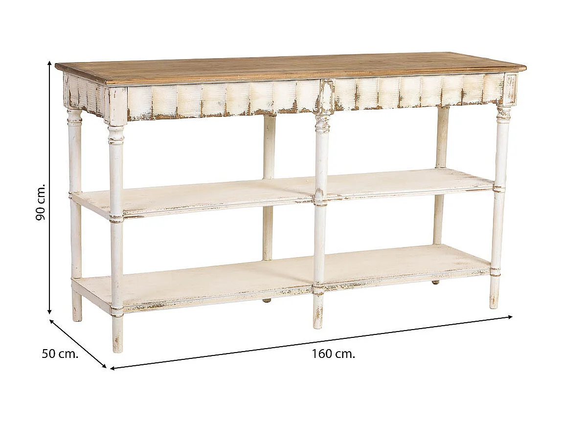 Estantería de madera marrón y blanca 160x50x90h cm