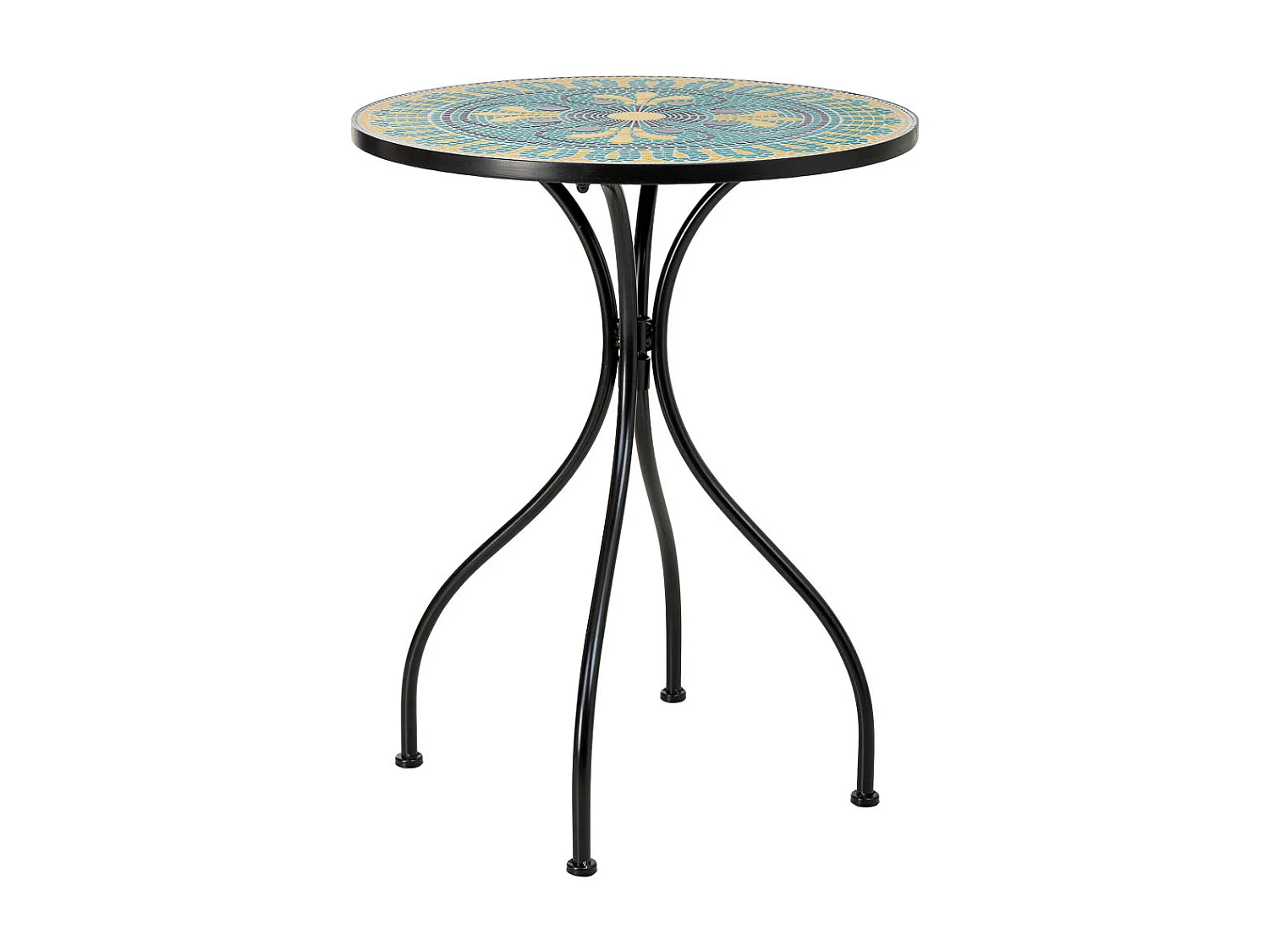 Ensemble table et 2 chaises en métal multicolore, 60 x 60 x 75 cm et 38 x 46 x 90 cm