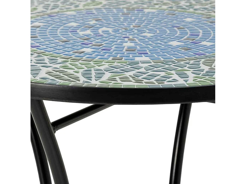 Ensemble table et 2 chaises en métal multicolore, 60 x 60 x 75 cm et 38 x 46 x 90 cm