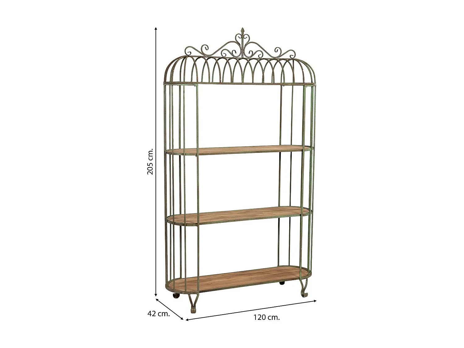 Estantería jaula de hierro envejecida 120x42x205h cm