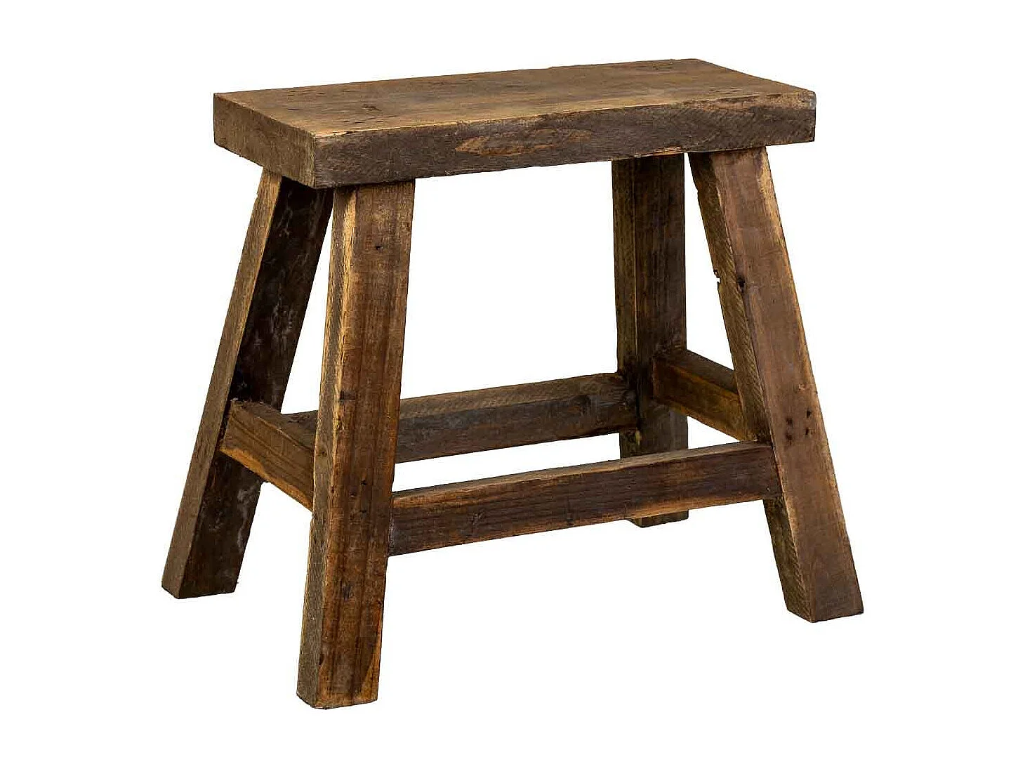 Tabouret en bois marron : 33,5 x 21 x 29,5 cm (hauteur)