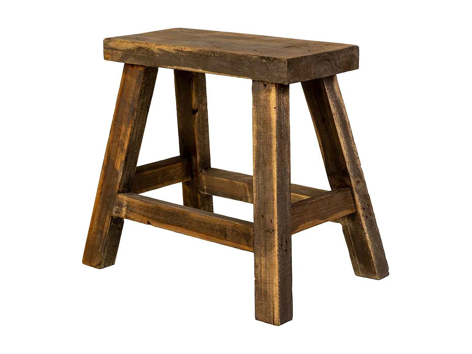 Tabouret en bois marron : 33,5 x 21 x 29,5 cm (hauteur)