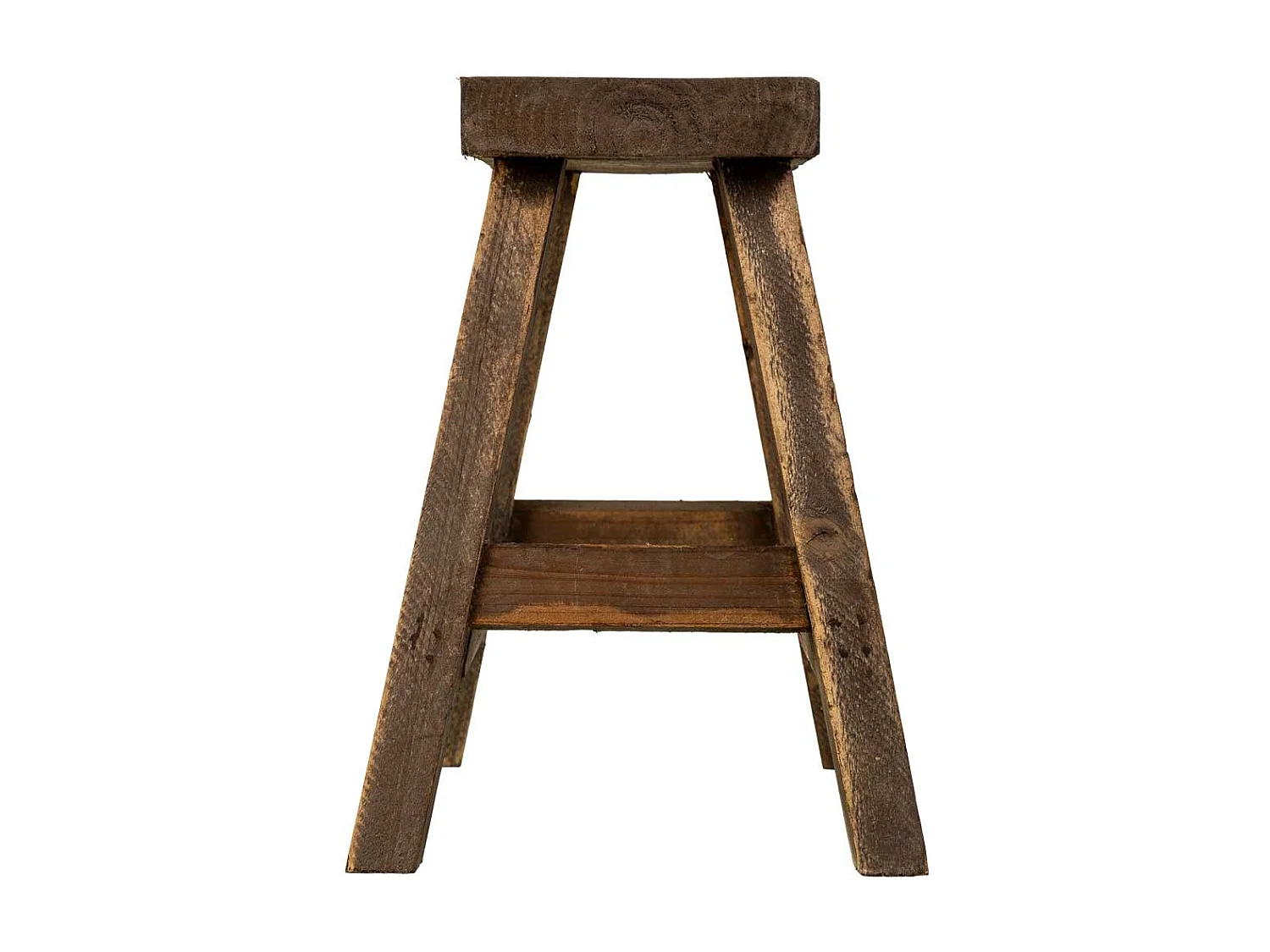 Tabouret en bois marron : 33,5 x 21 x 29,5 cm (hauteur)