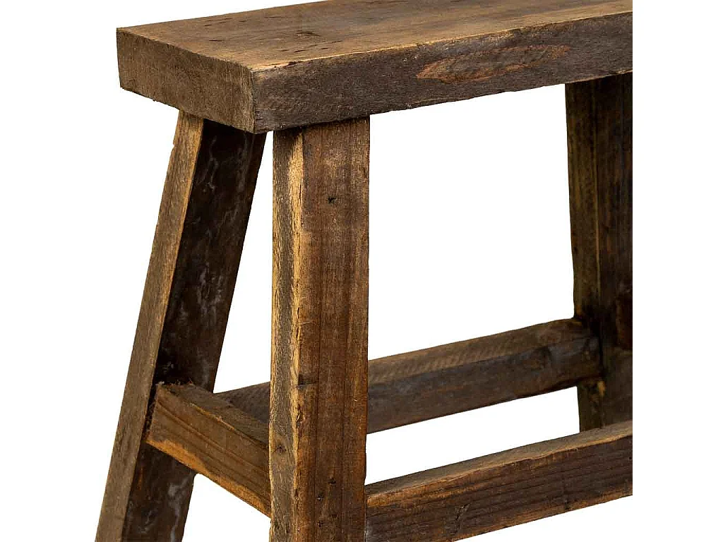 Tabouret en bois marron : 33,5 x 21 x 29,5 cm (hauteur)