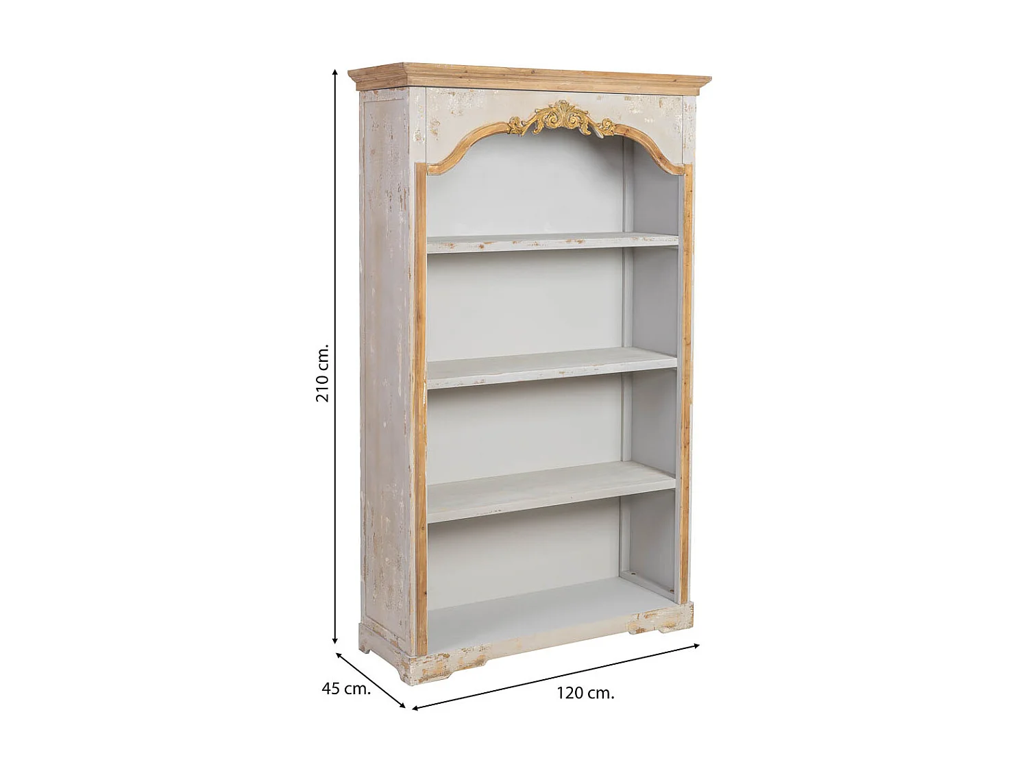 Estantería librería de madera gris envejecida 120x45x210h cm