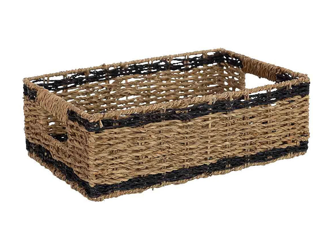 Lot de 3 paniers en jonc brun : 32 x 22 x H11, 28 x 17 x H10, 23 x 12 x H9