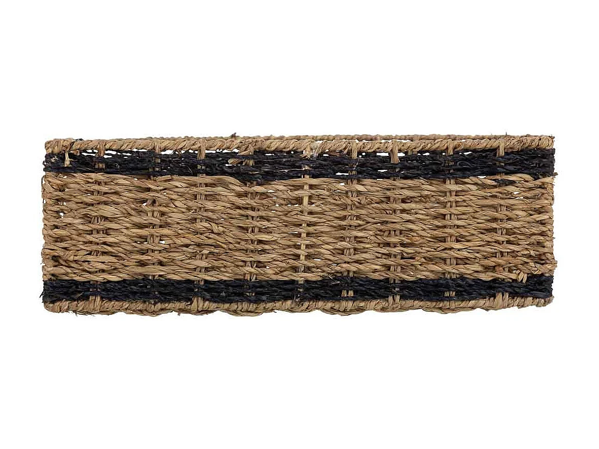 Lot de 3 paniers en jonc brun : 32 x 22 x H11, 28 x 17 x H10, 23 x 12 x H9