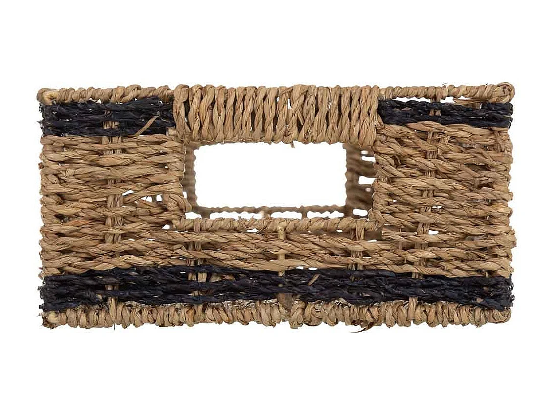 Lot de 3 paniers en jonc brun : 32 x 22 x H11, 28 x 17 x H10, 23 x 12 x H9