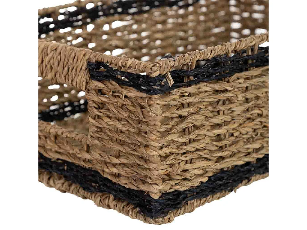 Lot de 3 paniers en jonc brun : 32 x 22 x H11, 28 x 17 x H10, 23 x 12 x H9