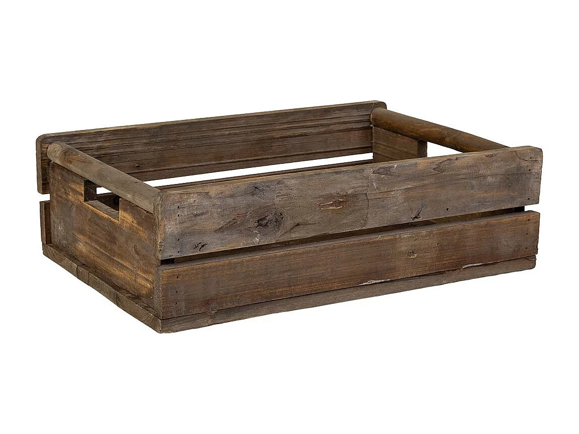 Lot 2 caisses bois marron 49x33x15-39,5x26x13h cm