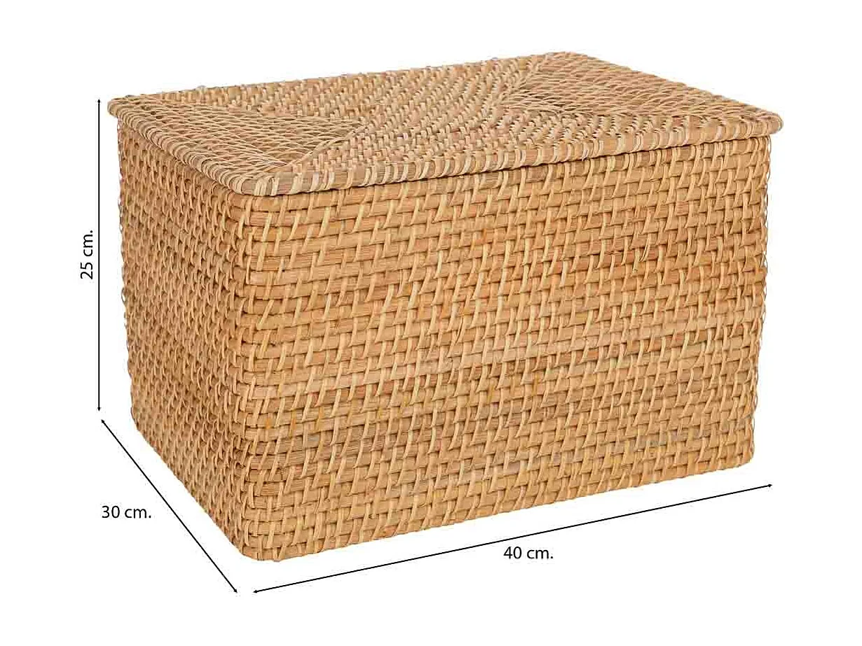 Boîte en rotin marron 40 x 30 x H25