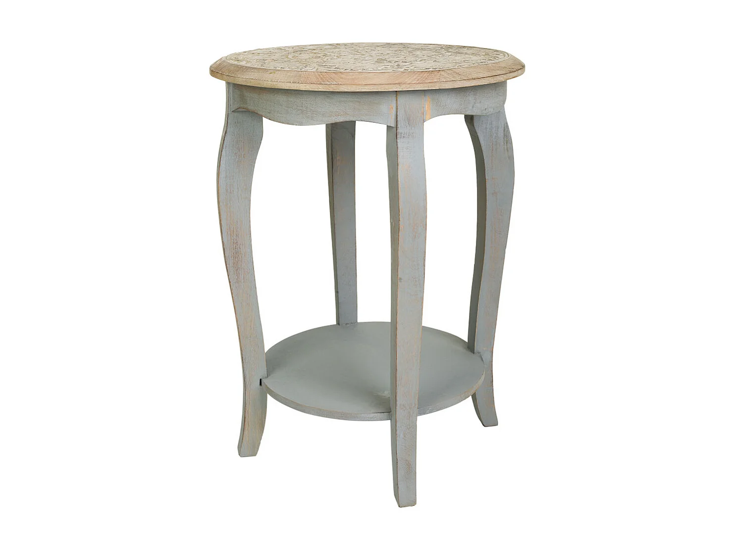 Table basse artisanale en bois gris 45 x 45 x 60 cm (h)