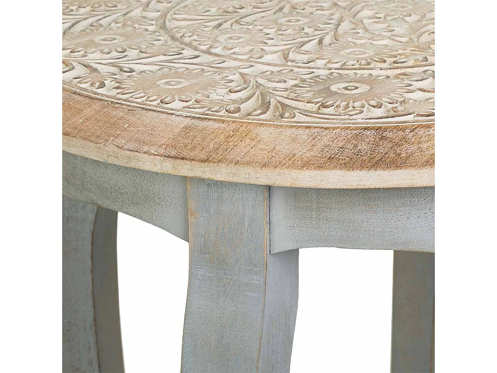 Table basse artisanale en bois gris 45 x 45 x 60 cm (h)