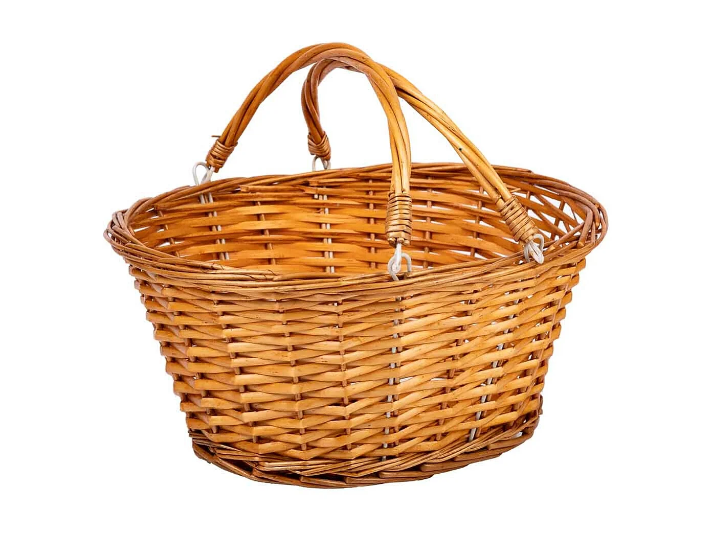 Panier en osier avec poignée pliante, marron, 35x28x30h cm