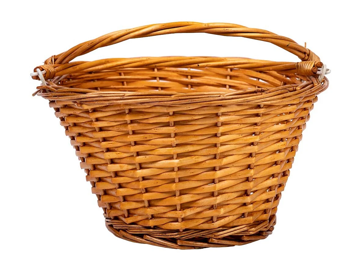 Panier en osier avec poignée pliante, marron, 35x28x30h cm