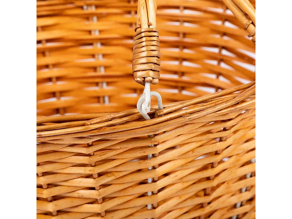 Panier en osier avec poignée pliante, marron, 35x28x30h cm