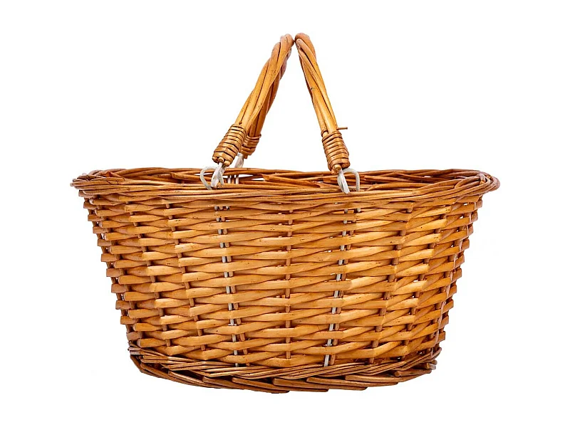 Panier en osier avec poignée pliante, marron, 35x28x30h cm