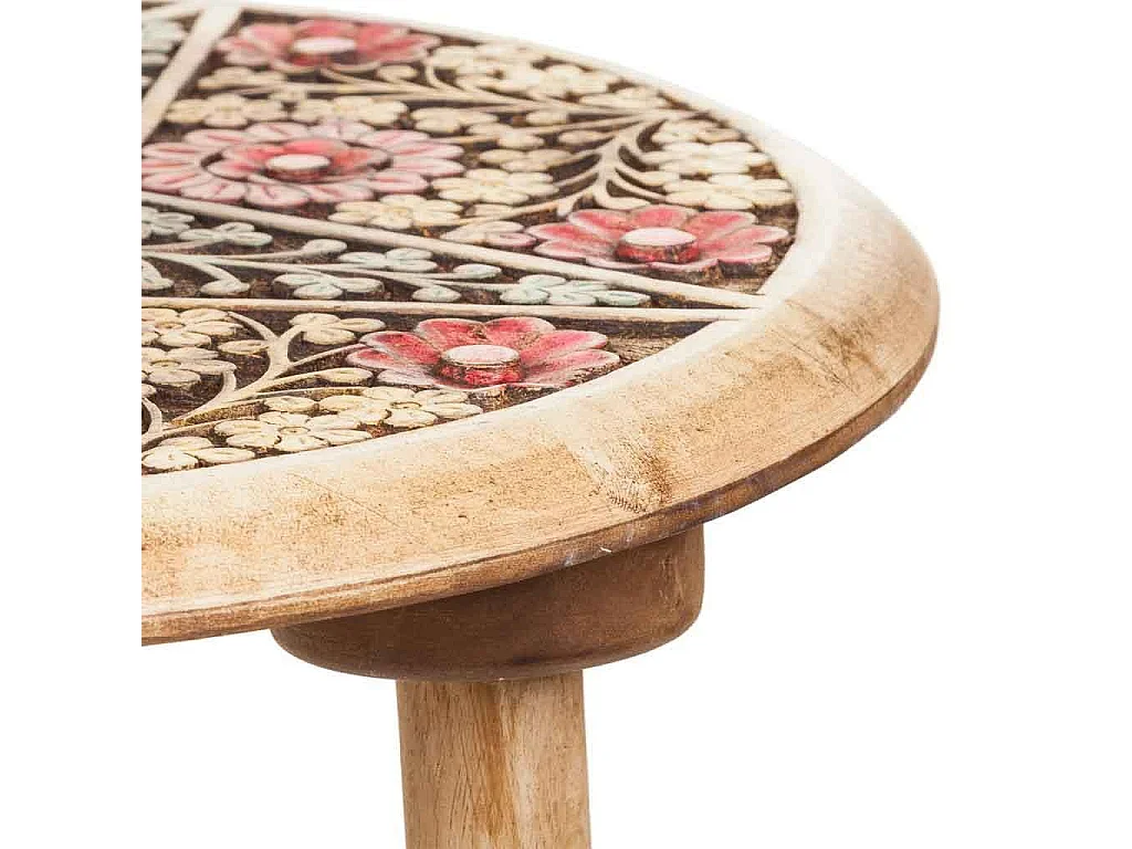 Mesa de centro de madera artesanal marrón 45x45x45h cm