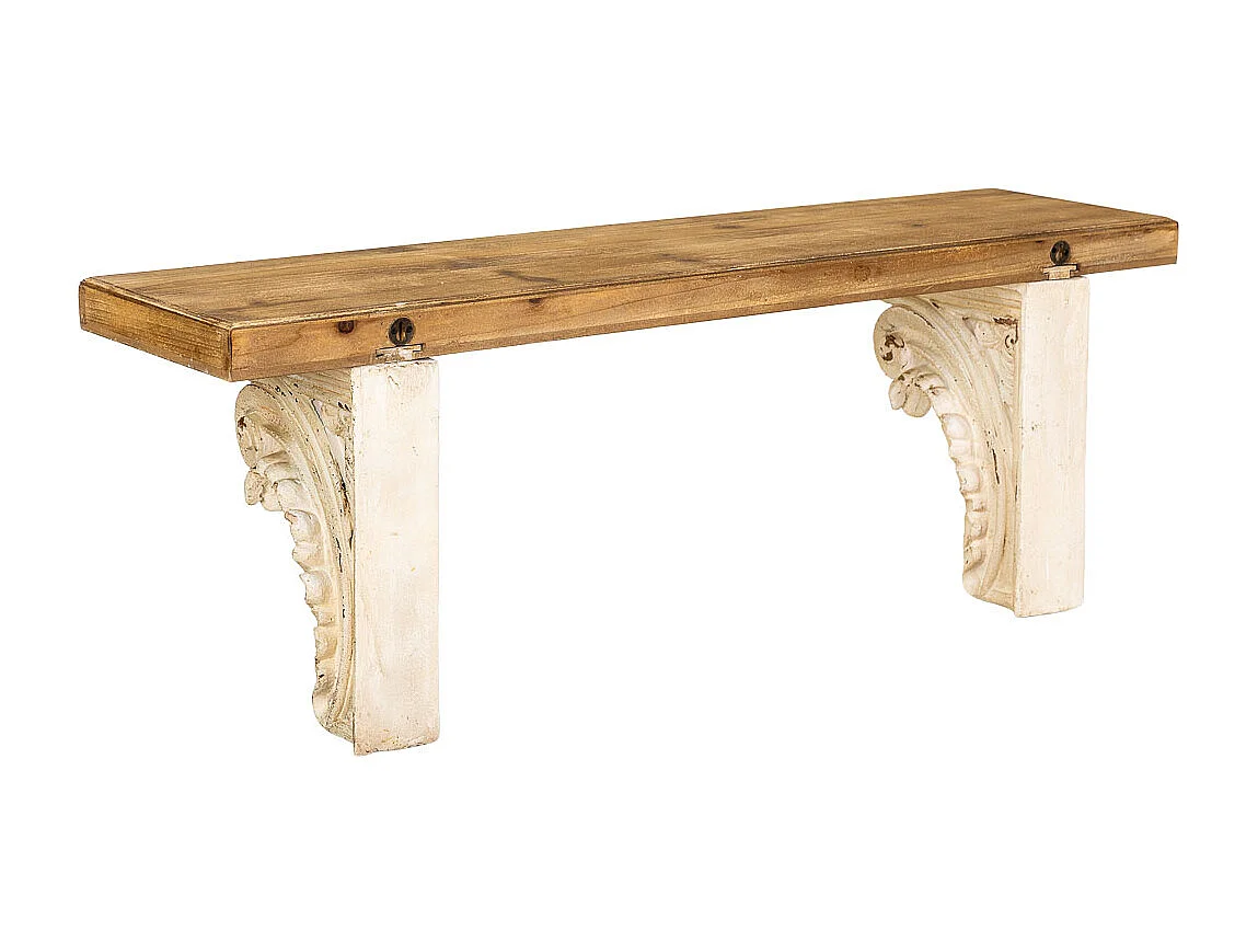 Étagère murale en magnésium et bois, marron et blanc, 110x29x40 cm (h)