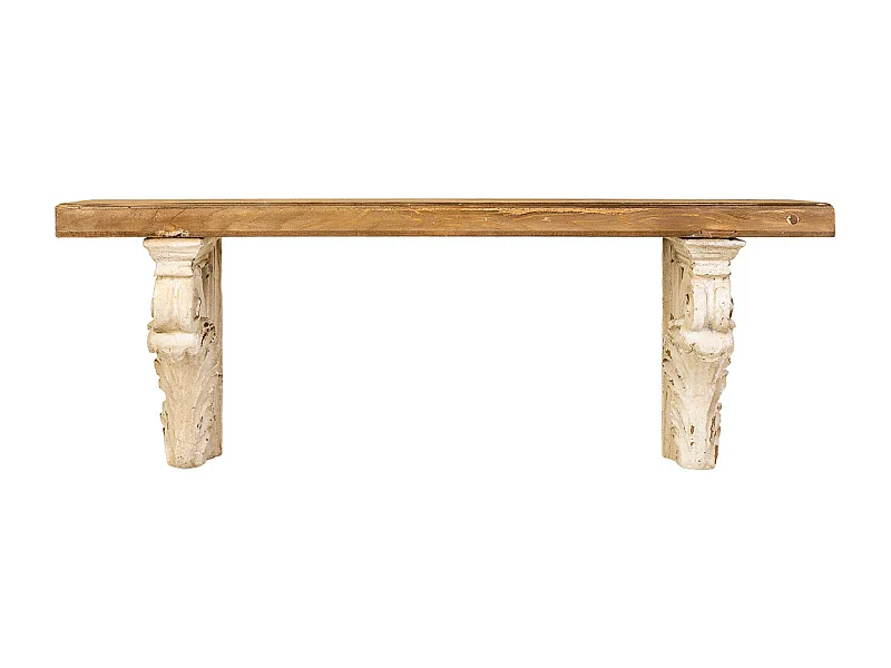 Étagère murale en magnésium et bois, marron et blanc, 110x29x40 cm (h)