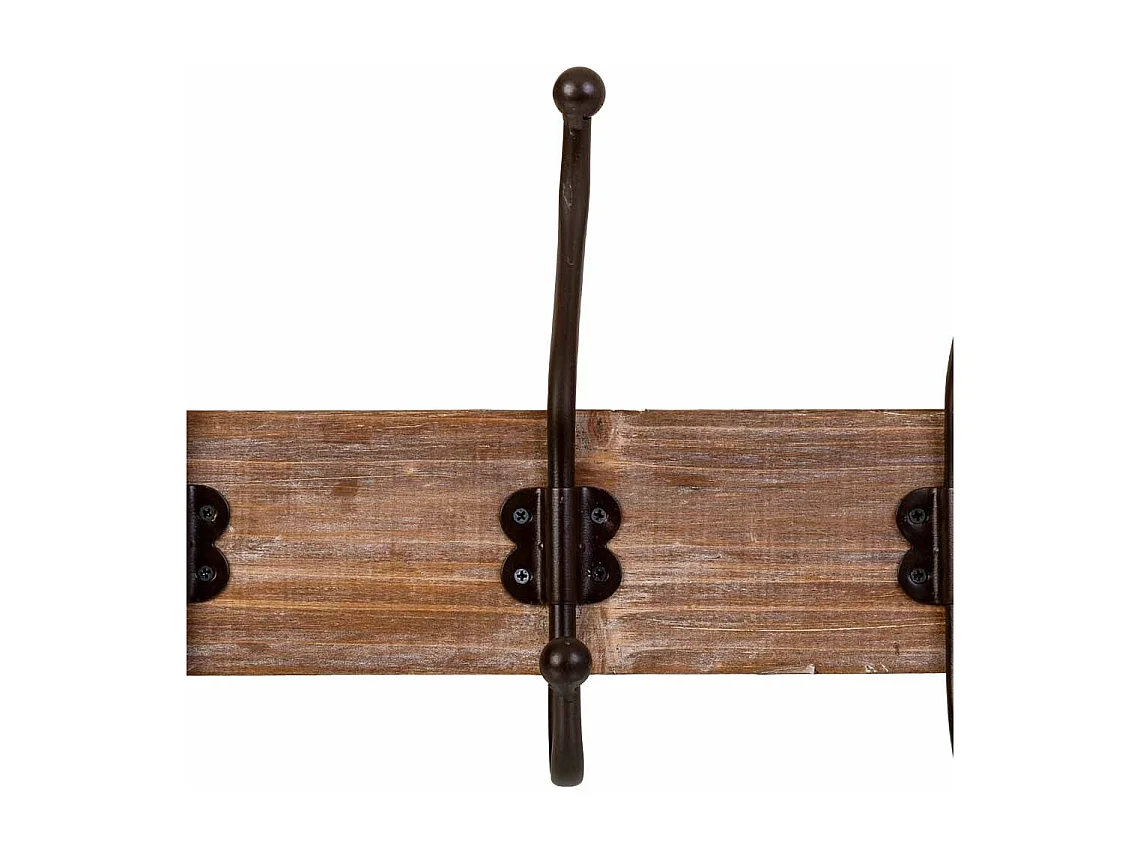 Percha de pared de madera con 5 ganchos 60x1.3x8h cm
