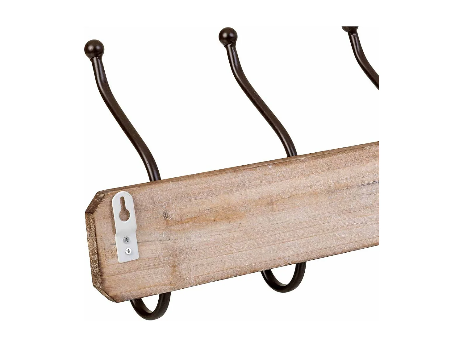 Percha de pared de madera con 5 ganchos 60x1.3x8h cm