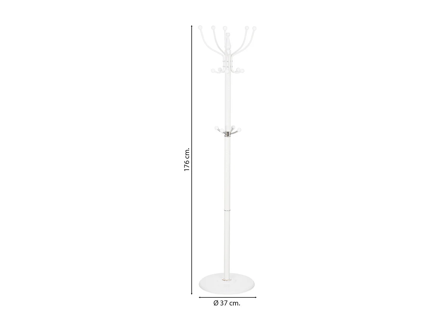 Cabideiro de metal branco 176h cm