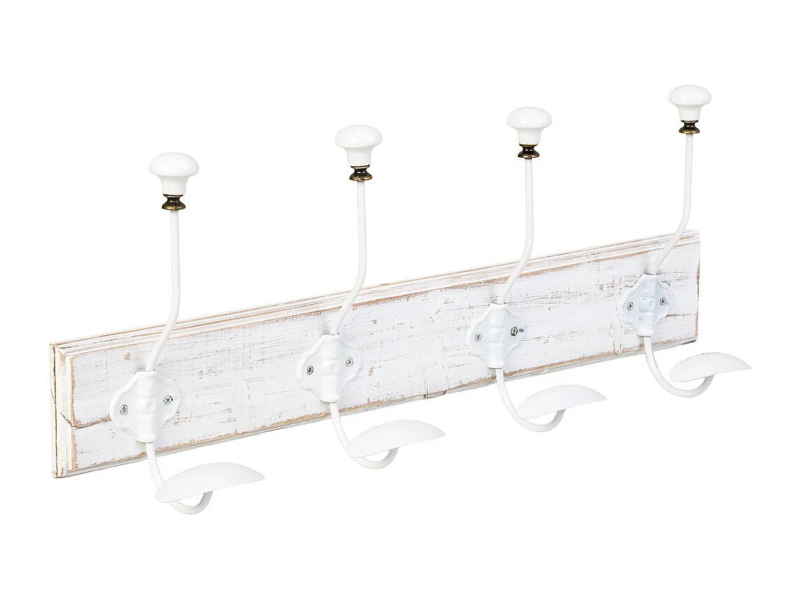 Patère murale en bois avec 4 crochets 52 x 1,3 x 8 cm