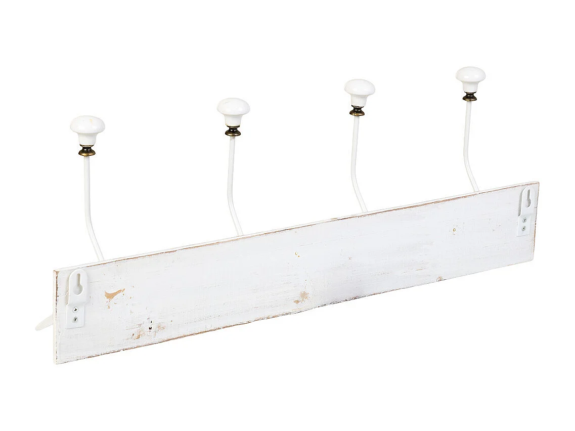 Patère murale en bois avec 4 crochets 52 x 1,3 x 8 cm