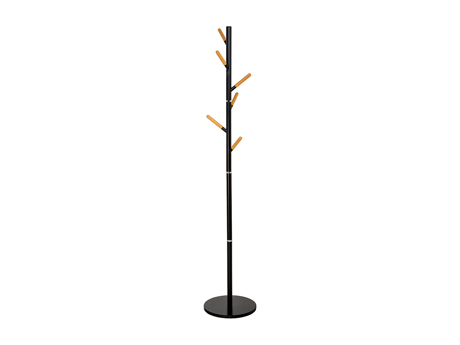 Garderobenständer Metall Holz schwarz 175h cm